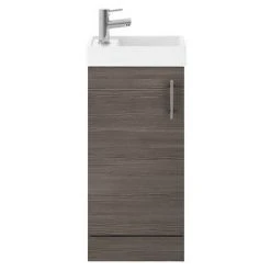 Milan W400 x D222mm Grey Avola Effect Compact Floor Standing Basin Unit | Freestanding Vanity Unit -Vanity Units Shop MIL003 d3 460