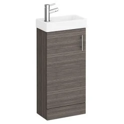 Milan W400 x D222mm Grey Avola Effect Compact Floor Standing Basin Unit | Freestanding Vanity Unit
