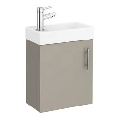 Milan W400 x D222mm Stone Grey Compact Wall Hung Basin Unit - Stylish & Space-Saving