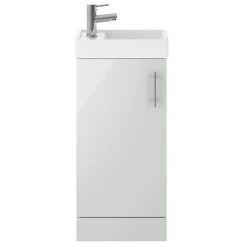 Milan 400mm Grey Mist Small Floor Standing Vanity Basin Unit - Freestanding Bathroom Storage
