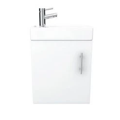 Milan Modern Wall Hung Basin Vanity Unit - Gloss White (W400 x D222mm) - Sleek Bathroom Storage Solution -Vanity Units Shop MILWHGW D3 460