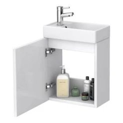 Milan Modern Wall Hung Basin Vanity Unit - Gloss White (W400 x D222mm) - Sleek Bathroom Storage Solution -Vanity Units Shop MILWHGW d1 460