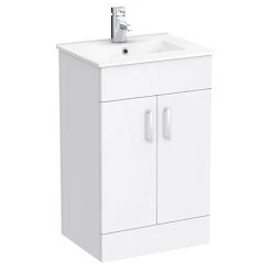 Toreno White 500mm Freestanding Vanity Unit - Flat Packed, Modern Bathroom Storage