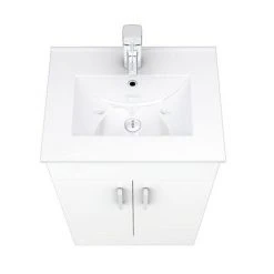 Toreno 500mm Small Vanity Sink With Cabinet - Modern High Gloss White Freestanding Vanity Unit -Vanity Units Shop MV500 D4 460