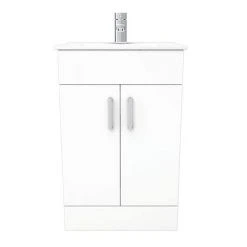 Toreno 500mm Small Vanity Sink With Cabinet - Modern High Gloss White Freestanding Vanity Unit -Vanity Units Shop MV500 D5 460
