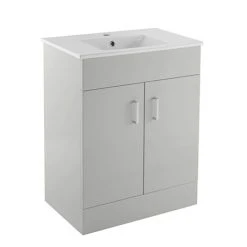 Toreno Light Grey 600mm Modern Freestanding Vanity Unit - Sleek Bathroom Storage