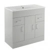 Toreno Light Grey 800mm Modern Freestanding Vanity Unit | Sleek Bathroom Storage