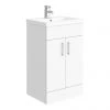 Toreno 500mm Modern High Gloss White Freestanding Vanity Unit with Mid Edged Basin