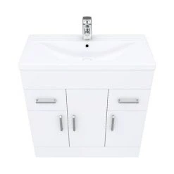 Toreno 800mm Freestanding Vanity Unit - Modern High Gloss White with Mid Edged Basin -Vanity Units Shop MVME800 D3 460 1