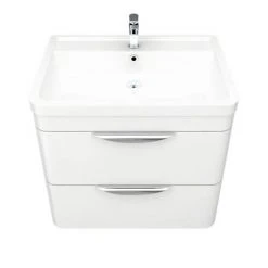 Monza Wall Hung 2 Drawer Vanity Unit with Chrome Handles, 600mm Wide x 445mm Deep -Vanity Units Shop MW2D60 D4 460