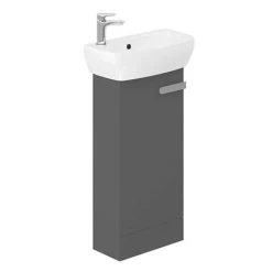 Britton MyHome Cloakroom Floor Standing Vanity Unit - Grey | Freestanding Bathroom Storage
