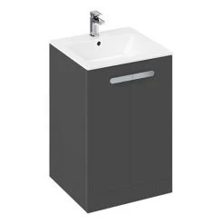 Britton MyHome 600mm Grey 2-Door Floor Standing Vanity Unit | Modern Bathroom Storage
