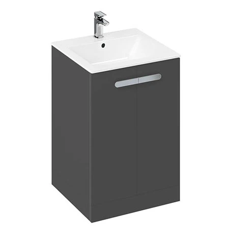 Britton MyHome 600mm Grey 2-Door Floor Standing Vanity Unit | Modern Bathroom Storage 1 Britton MyHome 600mm Grey 2-Door Floor Standing Vanity Unit | Modern Bathroom Storage