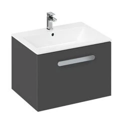 Britton MyHome 600mm Wall Hung Single Drawer Vanity Unit - Grey | Modern Bathroom Storage
