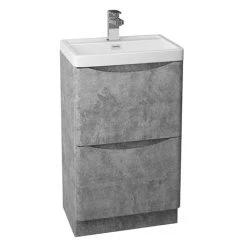Monza Concrete Effect 500mm Wide Floor Standing Vanity Unit | Modern Cloakroom Vanity Unit