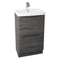 Monza Graphite Oak 500mm Wide Floor Standing Vanity Unit – Premium Freestanding Bathroom Furniture