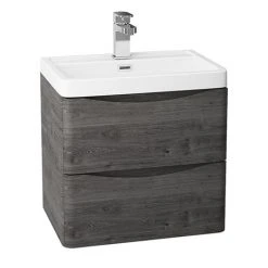 Monza Graphite Oak 500mm Wide Wall Mounted Vanity Unit - Modern Bathroom Storage Solution