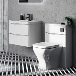 Monza Gloss White 500mm Wall Mounted Vanity Unit - Modern Bathroom Storage Solution -Vanity Units Shop MZ5GWWH1 d2 460