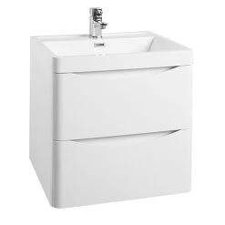 Monza Gloss White 500mm Wall Mounted Vanity Unit - Modern Bathroom Storage Solution