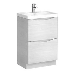 Monza White Ash 500mm Wide Floor Standing Vanity Unit | Freestanding Bathroom Storage