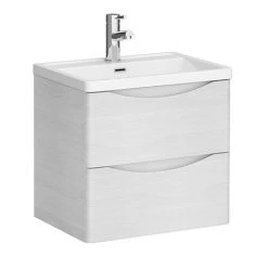 Monza White Ash 500mm Wall Mounted Vanity Unit | Sleek & Modern Bathroom Storage
