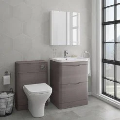 Monza 600mm Floor Standing Vanity Unit in Stone Grey Woodgrain | Freestanding Bathroom Furniture 9 Monza 600mm Floor Standing Vanity Unit in Stone Grey Woodgrain | Freestanding Bathroom Furniture -Vanity Units Shop MZ600FSG d5 460