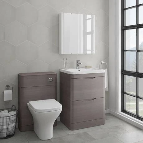 Monza 600mm Floor Standing Vanity Unit in Stone Grey Woodgrain | Freestanding Bathroom Furniture 4 Monza 600mm Floor Standing Vanity Unit in Stone Grey Woodgrain | Freestanding Bathroom Furniture - Image 4
