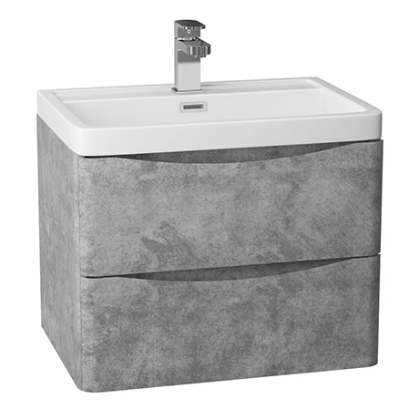 Monza Concrete Effect 600mm Wall Mounted Vanity Unit - Modern Wall Hung Bathroom Storage 1 Monza Concrete Effect 600mm Wall Mounted Vanity Unit - Modern Wall Hung Bathroom Storage