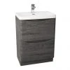 Monza Graphite Oak 600mm Wide Floor Standing Vanity Unit | Freestanding Bathroom Furniture