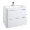 Monza Gloss White 600mm Wide Wall Mounted Vanity Unit - Modern Bathroom Storage