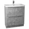 Monza Concrete Effect 750mm Wide Floor Standing Vanity Unit - Modern Freestanding Bathroom Storage