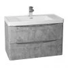 Monza Concrete Effect 750mm Wide Wall Mounted Vanity Unit - Modern Bathroom Storage Solution