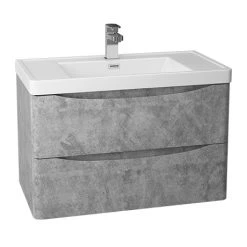 Monza Concrete Effect 750mm Wide Wall Mounted Vanity Unit - Modern Bathroom Storage Solution