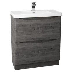 Monza Graphite Oak 750mm Wide Floor Standing Vanity Unit | Freestanding Bathroom Vanity