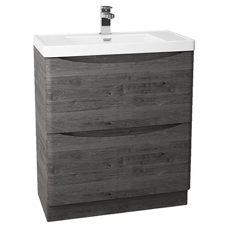Monza Graphite Oak 750mm Wide Floor Standing Vanity Unit | Freestanding Bathroom Vanity 1 Monza Graphite Oak 750mm Wide Floor Standing Vanity Unit | Freestanding Bathroom Vanity
