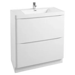 Monza Gloss White 750mm Wide Freestanding Vanity Unit | Modern Bathroom Storage
