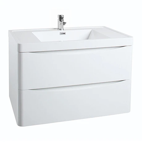 Monza Gloss White 750mm Wide Wall Mounted Vanity Unit - Modern Bathroom Storage 1 Monza Gloss White 750mm Wide Wall Mounted Vanity Unit - Modern Bathroom Storage