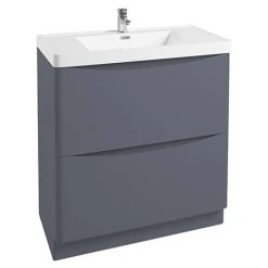 Monza Matt Grey 750mm Wide Freestanding Vanity Unit - Modern Bathroom Storage Solution