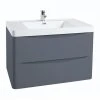 Monza Matt Grey 750mm Wide Wall Mounted Vanity Unit – Modern Bathroom Storage Solution