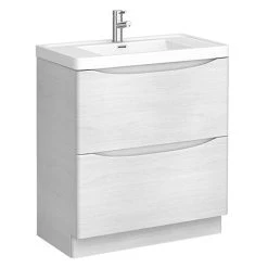 Monza White Ash 750mm Wide Floor Standing Vanity Unit - Modern Freestanding Bathroom Furniture