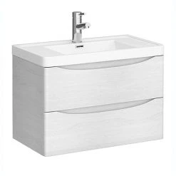 Monza White Ash 750mm Wall Mounted Vanity Unit - Modern Bathroom Storage Solution