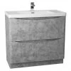 Monza Concrete Effect 900mm Wide Floor Standing Vanity Unit - Stylish Freestanding Bathroom Storage