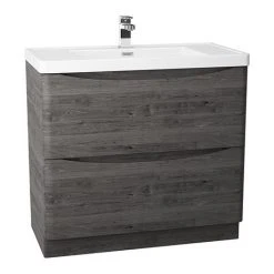 Monza Graphite Oak 900mm Wide Floor Standing Vanity Unit - Stylish & Durable Freestanding Bathroom Furniture