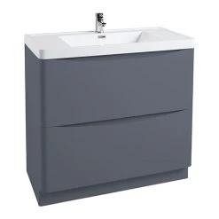 Monza Matt Grey 900mm Wide Freestanding Vanity Unit - Modern Bathroom Furniture