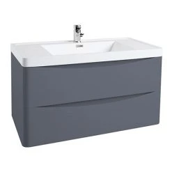 Monza Matt Grey 900mm Wall Mounted Vanity Unit | Modern Wall Hung Design