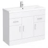Toreno Basin Unit - 1000mm Modern High Gloss White Freestanding Vanity Unit with Mid Edged Basin