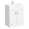 Toreno 600mm Modern High Gloss White Freestanding Vanity Unit with Mid Edged Basin