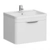 Monza Wall Hung 1 Drawer Vanity Unit with Chrome Handle - W600 x D445mm - Modern Bathroom Storage