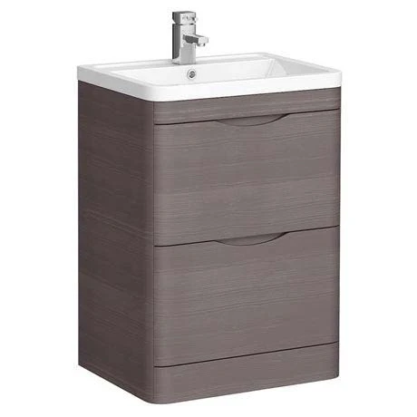 Monza 600mm Floor Standing Vanity Unit in Stone Grey Woodgrain | Freestanding Bathroom Furniture 1 Monza 600mm Floor Standing Vanity Unit in Stone Grey Woodgrain | Freestanding Bathroom Furniture