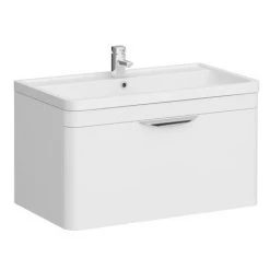 Monza Wall Hung 1 Drawer Vanity Unit with Chrome Handle - W800 x D445mm | Sleek Bathroom Storage